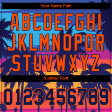 Load image into Gallery viewer, Custom Royal Navy-Orange 3D Pattern Design Palm Trees Authentic Baseball Jersey