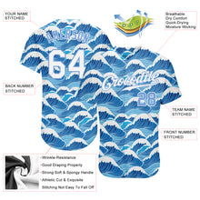 Load image into Gallery viewer, Custom Light Blue White-Light Blue 3D Pattern Design Waves Authentic Baseball Jersey