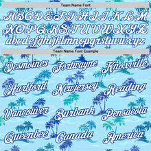 Load image into Gallery viewer, Custom Light Blue White-Royal 3D Pattern Hawaii Palm Trees Authentic Basketball Jersey