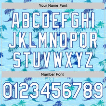 Load image into Gallery viewer, Custom Light Blue White-Royal 3D Pattern Hawaii Palm Trees Authentic Basketball Jersey