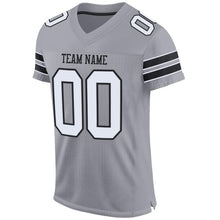 Load image into Gallery viewer, Custom Light Gray White-Black Mesh Authentic Football Jersey