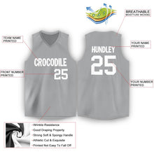 Load image into Gallery viewer, Custom Gray White V-Neck Basketball Jersey
