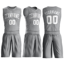 Load image into Gallery viewer, Custom Gray White Round Neck Suit Basketball Jersey