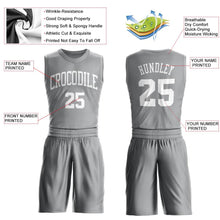 Load image into Gallery viewer, Custom Gray White Round Neck Suit Basketball Jersey
