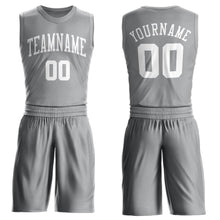 Load image into Gallery viewer, Custom Gray White Round Neck Suit Basketball Jersey