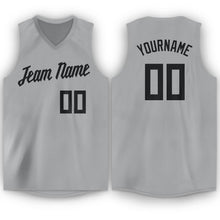 Load image into Gallery viewer, Custom Gray Black V-Neck Basketball Jersey
