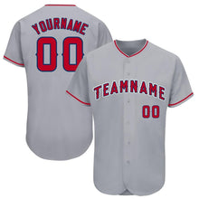 Load image into Gallery viewer, Custom Gray Red-Navy Baseball Jersey