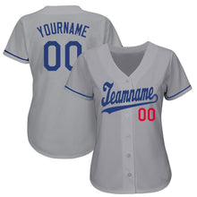 Load image into Gallery viewer, Custom Gray Royal-Red Baseball Jersey
