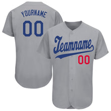 Load image into Gallery viewer, Custom Gray Royal-Red Baseball Jersey