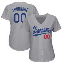Load image into Gallery viewer, Custom Gray Royal-Red Baseball Jersey
