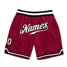 Load image into Gallery viewer, Custom Maroon White-Black Authentic Throwback Basketball Shorts