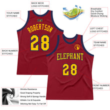 Load image into Gallery viewer, Custom Maroon Navy-Gold Authentic Throwback Basketball Jersey