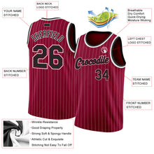 Load image into Gallery viewer, Custom Maroon White Pinstripe Black-White Authentic Basketball Jersey