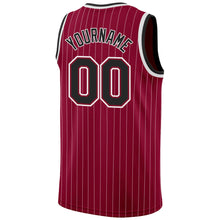 Load image into Gallery viewer, Custom Maroon White Pinstripe Black-White Authentic Basketball Jersey