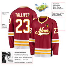 Load image into Gallery viewer, Custom Maroon White-Gold Hockey Jersey