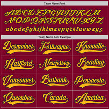 Load image into Gallery viewer, Custom Maroon Navy-Gold Hockey Jersey