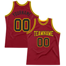 Load image into Gallery viewer, Custom Maroon Black-Gold Authentic Throwback Basketball Jersey