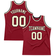 Load image into Gallery viewer, Custom Maroon Cream-Black Authentic Throwback Basketball Jersey
