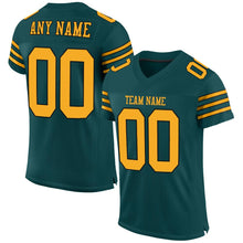 Load image into Gallery viewer, Custom Midnight Green Gold-Black Mesh Authentic Football Jersey