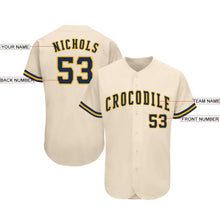 Load image into Gallery viewer, Custom Cream Navy-Gold Baseball Jersey