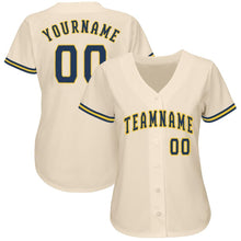 Load image into Gallery viewer, Custom Cream Navy-Gold Baseball Jersey