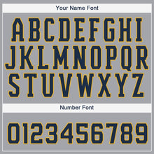 Load image into Gallery viewer, Custom Gray Navy-Gold Baseball Jersey