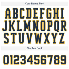 Load image into Gallery viewer, Custom White Royal Pinstripe Navy-Gold Baseball Jersey