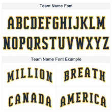 Load image into Gallery viewer, Custom White Royal Pinstripe Navy-Gold Baseball Jersey