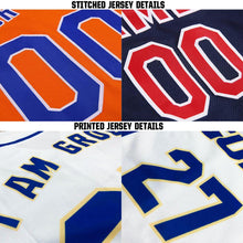 Load image into Gallery viewer, Custom White Navy-Red Baseball Jersey