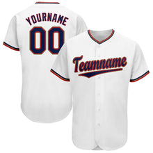 Load image into Gallery viewer, Custom White Navy-Red Baseball Jersey