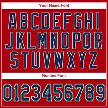 Load image into Gallery viewer, Custom Red Navy-Old Gold Baseball Jersey