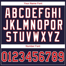 Load image into Gallery viewer, Custom Navy Red-White Baseball Jersey