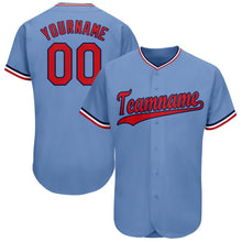 Load image into Gallery viewer, Custom Light Blue Red-Navy Baseball Jersey