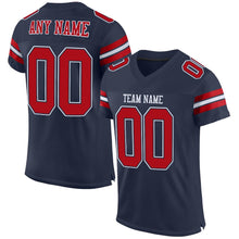 Load image into Gallery viewer, Custom Navy Red-White Mesh Authentic Football Jersey