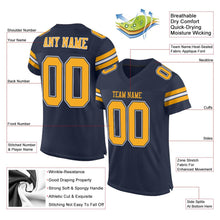 Load image into Gallery viewer, Custom Navy Gold-White Mesh Authentic Football Jersey