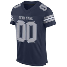 Load image into Gallery viewer, Custom Navy Gray-White Mesh Authentic Football Jersey
