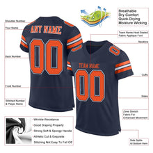 Load image into Gallery viewer, Custom Navy Orange-White Mesh Authentic Football Jersey