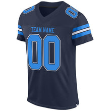 Load image into Gallery viewer, Custom Navy Powder Blue-White Mesh Authentic Football Jersey