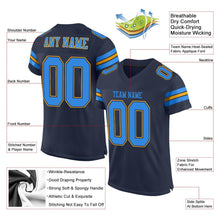 Load image into Gallery viewer, Custom Navy Powder Blue-Gold Mesh Authentic Football Jersey