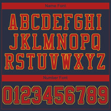 Load image into Gallery viewer, Custom Navy Scarlet-Gold Mesh Authentic Football Jersey