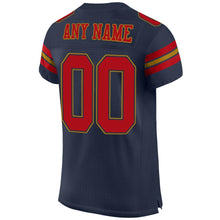 Load image into Gallery viewer, Custom Navy Red-Old Gold Mesh Authentic Football Jersey