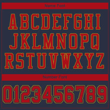 Load image into Gallery viewer, Custom Navy Red-Old Gold Mesh Authentic Football Jersey
