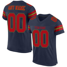 Load image into Gallery viewer, Custom Navy Red-Old Gold Mesh Authentic Football Jersey