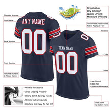 Load image into Gallery viewer, Custom Navy White-Red Mesh Authentic Football Jersey