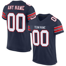 Load image into Gallery viewer, Custom Navy White-Red Mesh Authentic Football Jersey