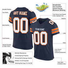 Load image into Gallery viewer, Custom Navy White-Orange Mesh Authentic Football Jersey