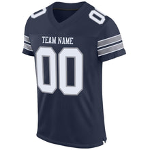 Load image into Gallery viewer, Custom Navy White-Light Gray Mesh Authentic Football Jersey