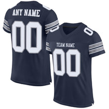 Load image into Gallery viewer, Custom Navy White-Light Gray Mesh Authentic Football Jersey