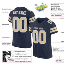 Load image into Gallery viewer, Custom Navy Vegas Gold-White Mesh Authentic Football Jersey