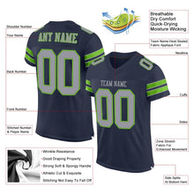 Load image into Gallery viewer, Custom Navy Light Gray-Neon Green Mesh Authentic Football Jersey